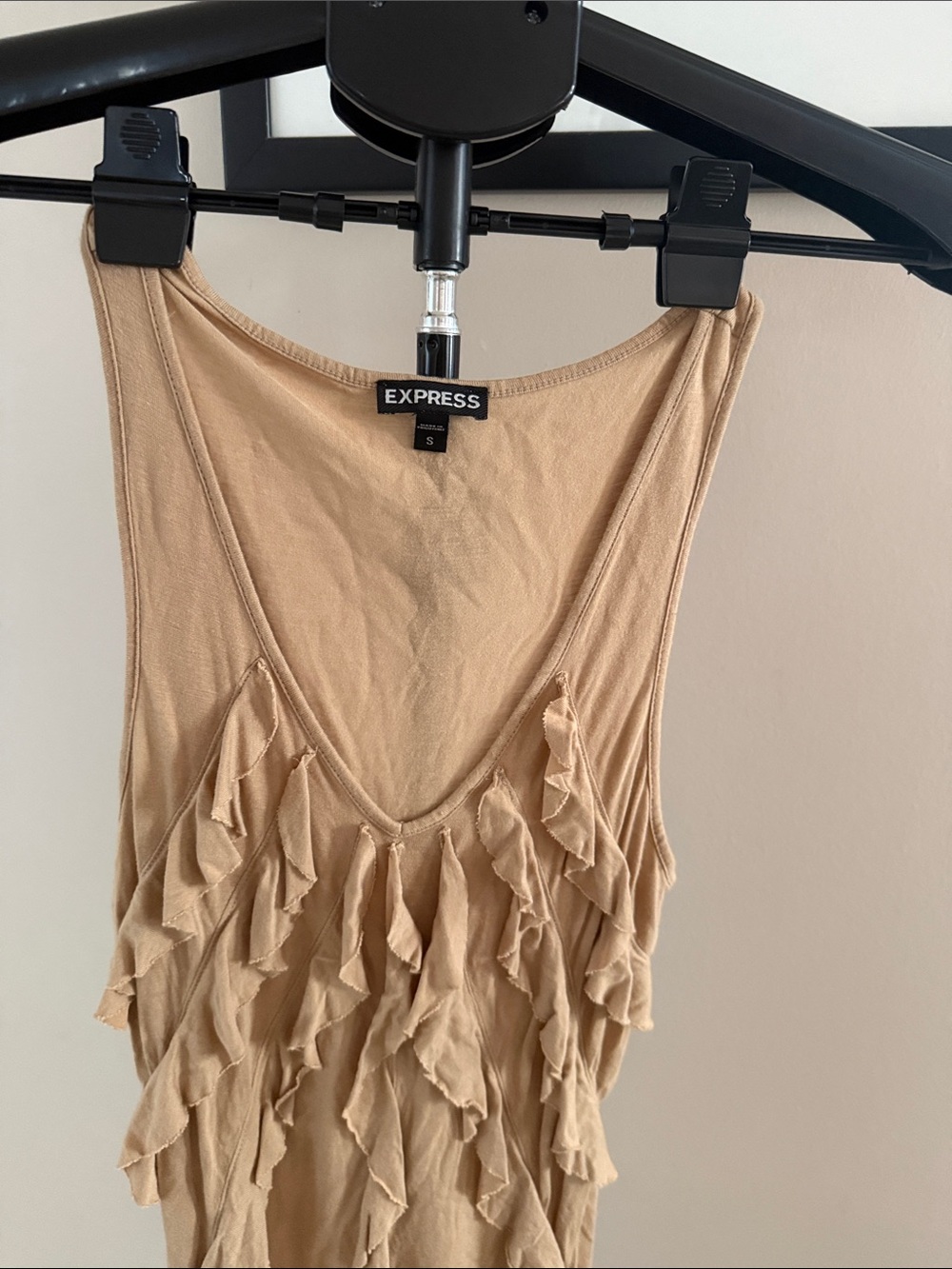 Express Beige Ruffle Tank Dress - Picture 3 of 5